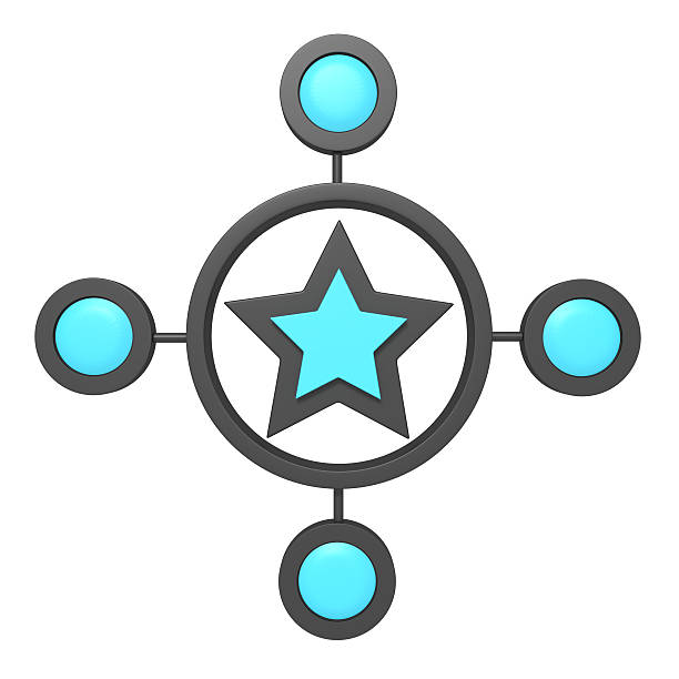 3D Render of Star Icon with Circular Nodes