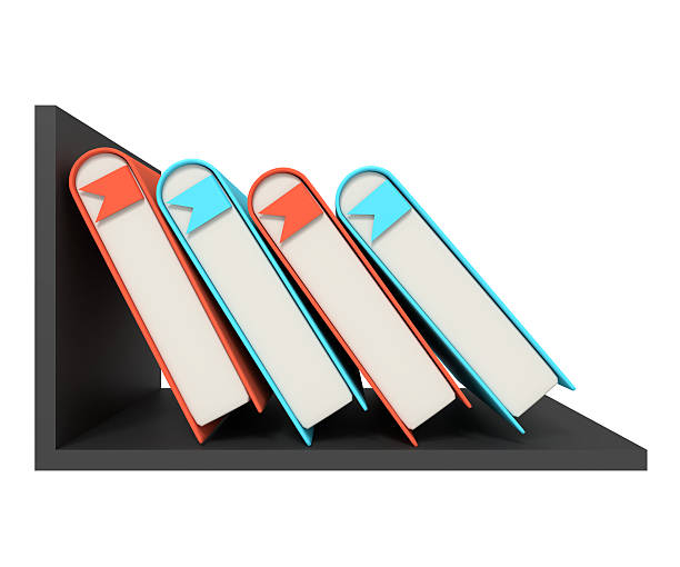 Books with Bookmarks on a Shelf Illustration