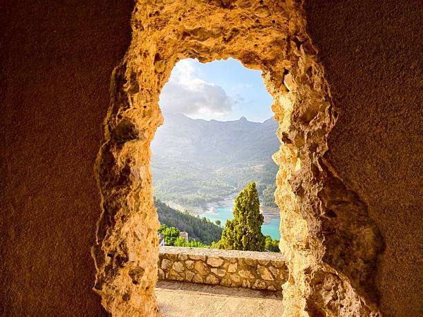 istock scenic mountain retreat, beautiful mountain view sanctuary with sunlit limestone highlighting valley 2242497521