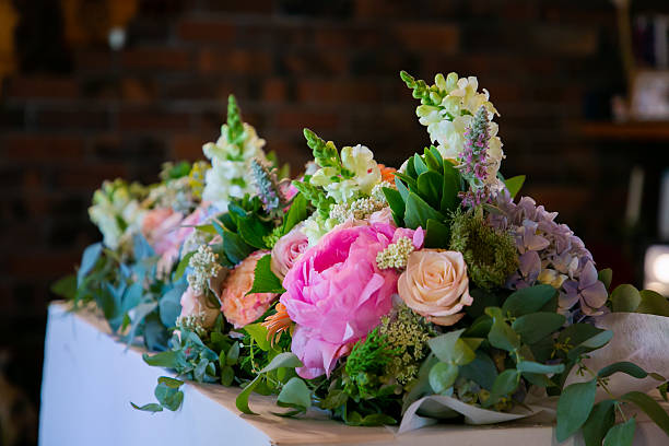 istock Beautiful elegant wedding bouquet, assorted flowers close up 2242497804