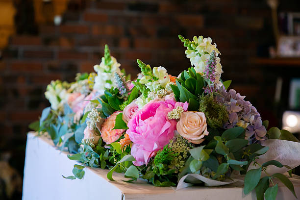 istock Beautiful elegant wedding bouquet, assorted flowers close up 2242497805