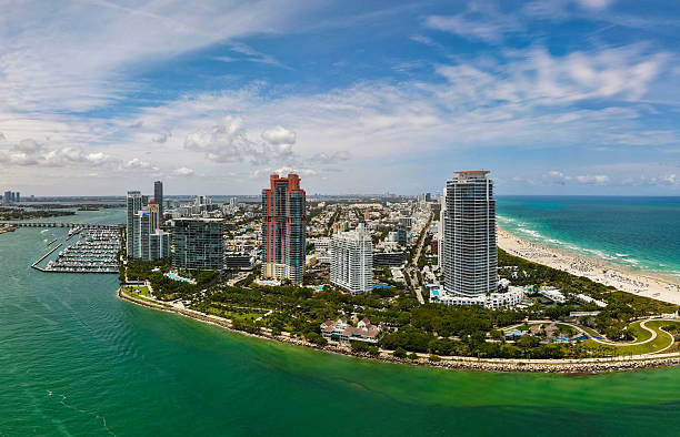 istock Iconic Miami coastline. Cloudy sky over Miami famous skyline. 2242498811