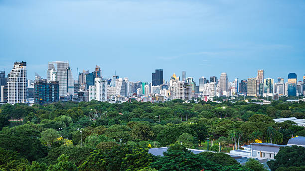 istock Bangkok, Thailand skyline overlooking Lumphini Park during blue hour 2242501539