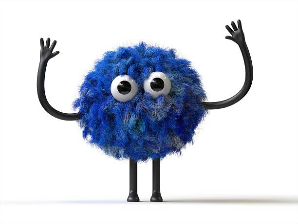 istock Fluffy, cute monster with raised arms 2242503590