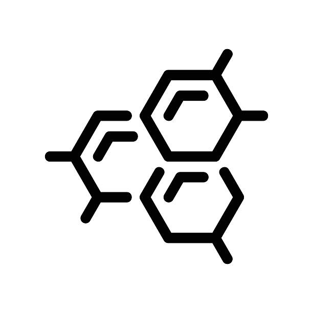 Outline Icon Representing a Complex Chemical Molecule Structure Formula Line Art Graphic of Interconnected Hexagonal Rings for Chemistry Symbol benzene chemical formula stock illustrations