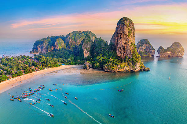 istock Railay beach with long tail boat in Krabi, Thailand. 2242507878