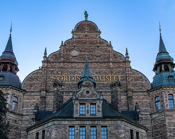 Stockholm, Sweden - 3 October 2025: Facade of Nordiska Museet with ornate architecture and spires.