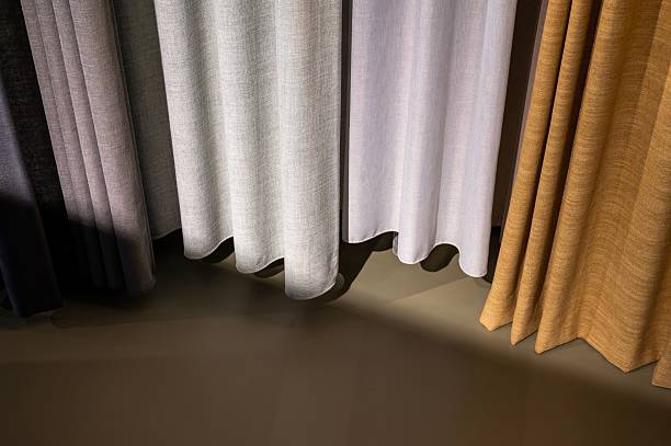 Curtain display with varied colors and textures.