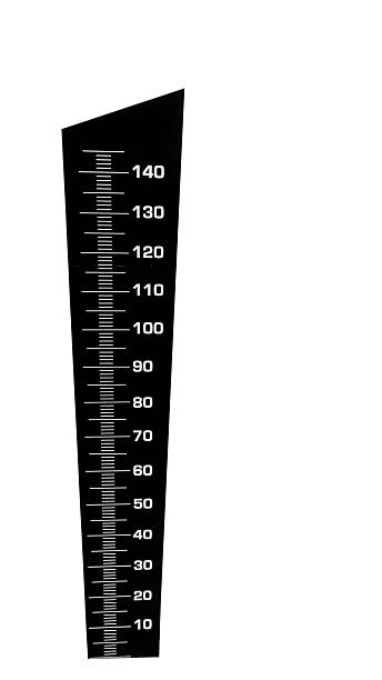 Human height measurement tool in centimeter, 0 - 140 centimeter in black and white color isolated on white background.
