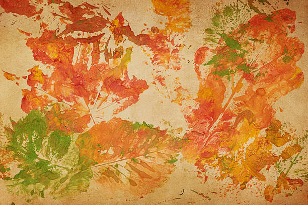 Grunge artistic background with autumn leaves. Perfect vintage fall texture.