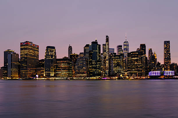 New York, USA - April 13, 2023: Manhattan Manhattan at night.