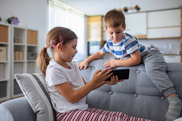 Children enjoyng leisure time at home
