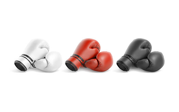 istock Blank black, white and red boxing gloves pair mockup, isolated 2242530677