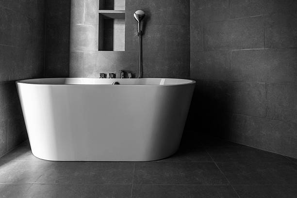 istock Modern and luxury design bathroom with white bathtub 2242532966