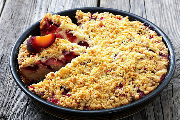 istock Crumb topped Plum Pie in a baking dish 2242533768