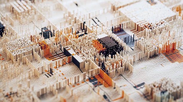 Abstract 3D Data City – Futuristic Digital Landscape in Warm Tones