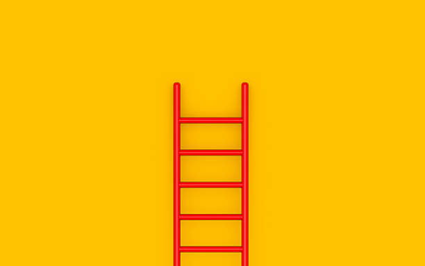 istock Ladder of success, opportunity strategy, orange background, copy space for text, step by step concept, progress in business and education, have a goal 2242541761