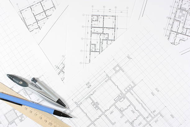istock Architectural plan .House plan project .Engineering design .Industrial construction of houses . 2242561583