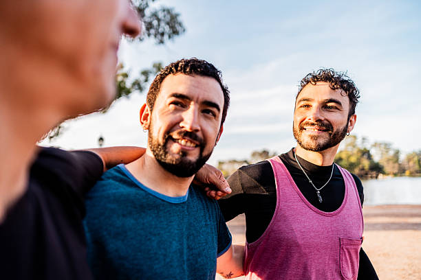 istock Athlete friends talking at public park 2242561734