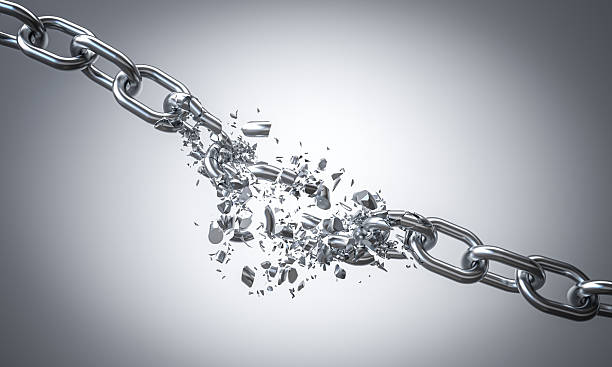 istock Metal chain breaking for freedom and release concept 2242568522