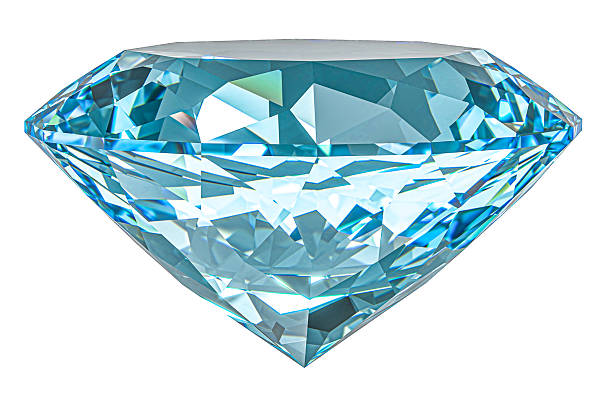 Aquamarine diamond is isolated on a white background, representing wealth and elegance