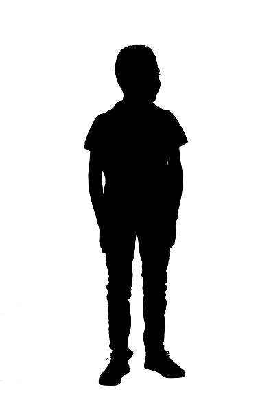 istock silhouette of front view of boy looking away on white background 2242573804