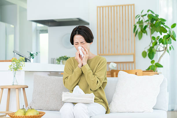 Middle-aged woman with hay fever