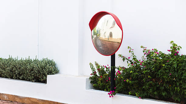A road convex mirror is intended for use on difficult and dangerous road sections where visibility of pedestrians or vehicles is limited.