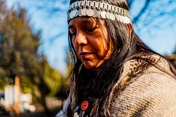 Mature mapuche woman outdoors