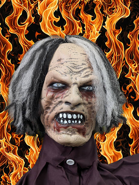 3D illustration fantsy zombie undead burns in a hellfire