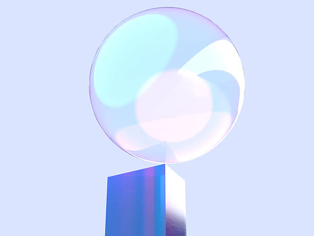 istock Abstract 3D illustration of round crystals and blue prisms 2242600670