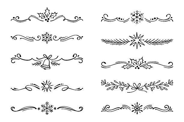 ilustrații de stoc cu elemente de design desenate manual - filigran