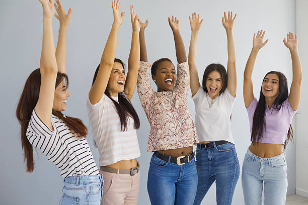 istock Overjoyed gen z girls celebrate shared victory 2242613566