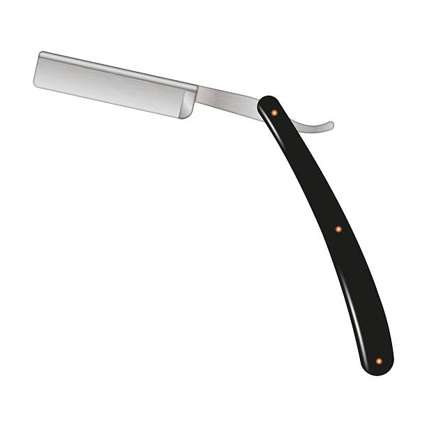 istock Realistic open straight razor with a shiny metal blade and a classic black handle detailed 3d vector illustration, symbolizing shaving and barbershop tools. 2242616460