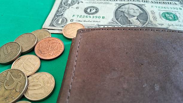 Wallet on dollars background