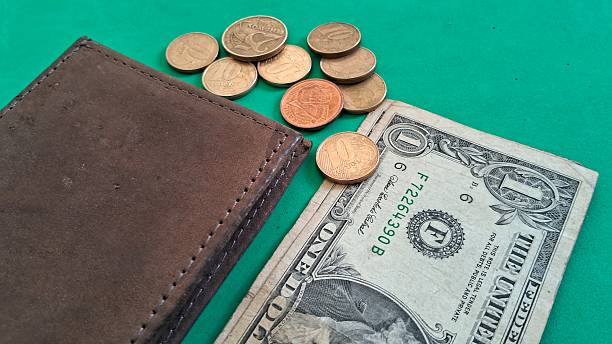 Wallet with Dollar Bill and Coins