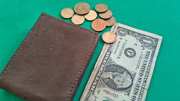 Wallet with Dollar Bill and Coins