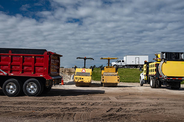 istock Construction site is laying new asphalt road pavement,road construction workers and road construction machinery scene.highway construction site 2242643130