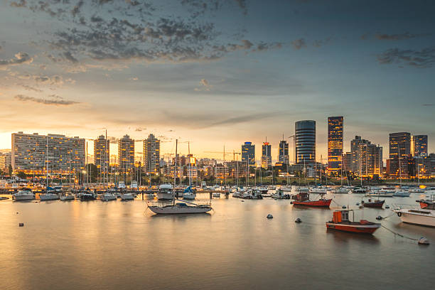 istock Montevideo skyline at sunset with warm tones 2242648858