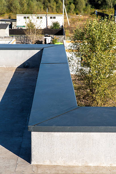 istock Metal parapet coping with standing seam joint 2242651756