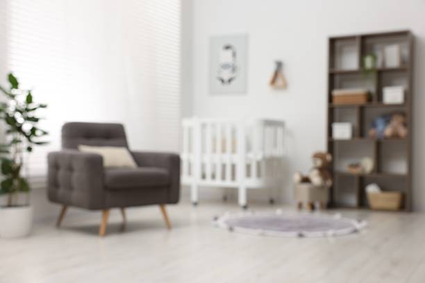 Blurred view of baby's room. Interior design