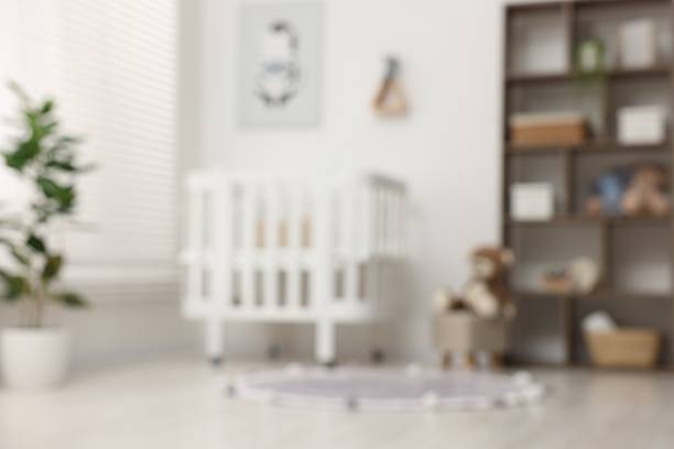 Blurred view of baby's room. Interior design