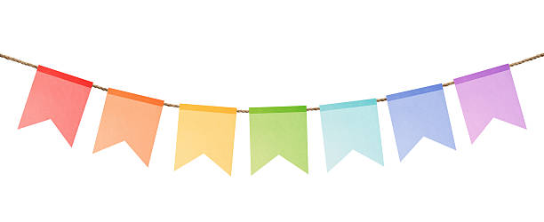 istock Bright flags on white background. Party decoration 2242657523