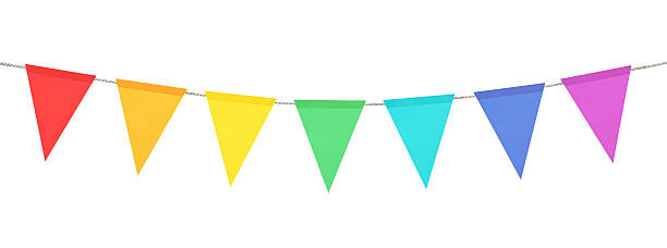 istock Bright flags on white background. Party decoration 2242658189