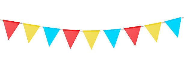 istock Bright flags on white background. Party decoration 2242658210