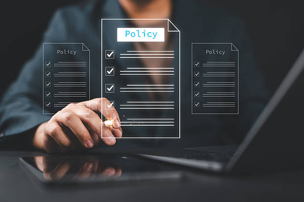 istock Businessman checking steps through a virtual online document with a list of checkboxes Concepts of practices and policies, company articles of association Terms and Conditions, quality inspection 2242670593