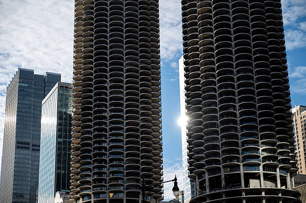 istock skyscrapers in downtown chicago, Marina City 2242675450