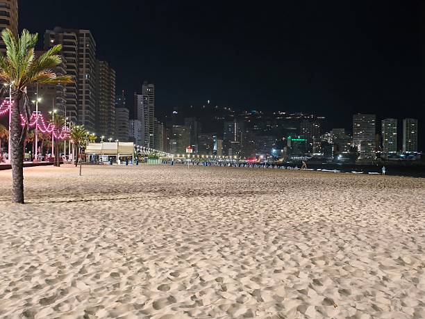 istock neonlit beach with palm trees, vibrant beachfront at night featuring neon glow and palm silhouettes 2242675771