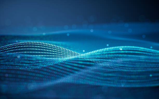 istock Flowing curve lines and particles background, 3d rendering. 2242677081
