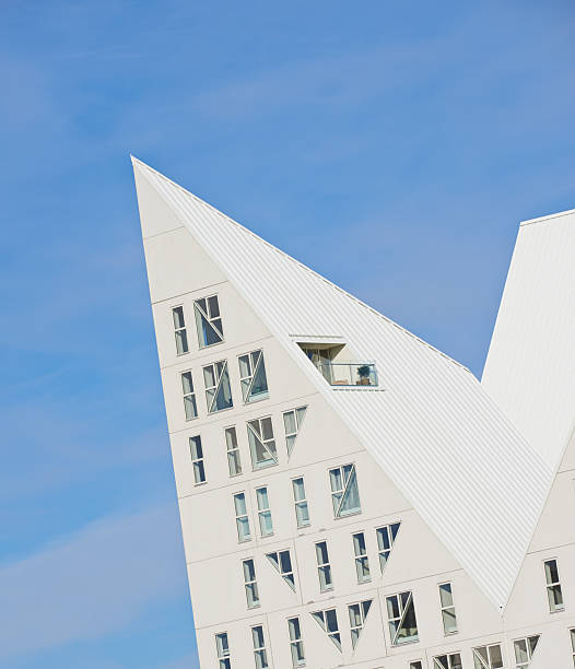 Intricate Danish facade on buildings in Copenhagen, Denmark.